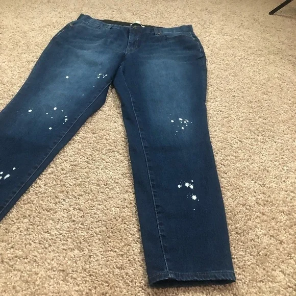 NWOT No-gap Skinny Jeans Paint/Bleach Splatter 16W - Picture 7 of 15